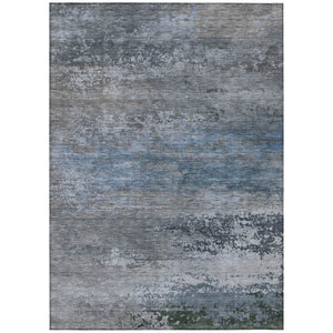 HomeRoots 5' Modern Abstract Area Rug in Pewter, Navy Blue & Charcoal – Durable, Washable for Indoor/Outdoor Use 10' X 14' 630848