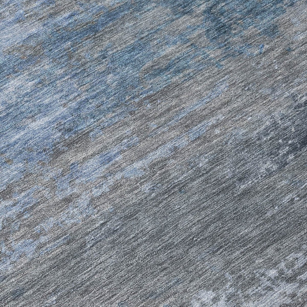 HomeRoots 5' Modern Abstract Area Rug in Pewter, Navy Blue & Charcoal – Durable, Washable for Indoor/Outdoor Use 10' X 14' 630848