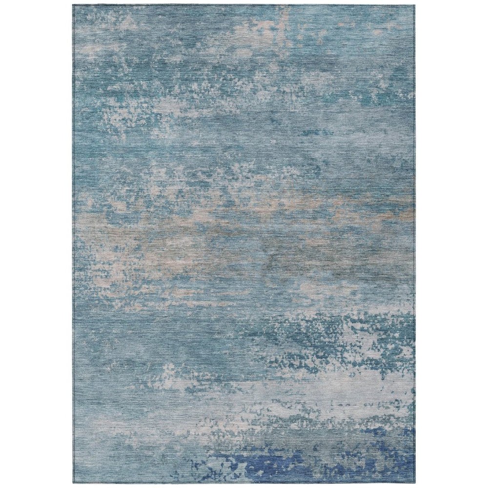 HomeRoots 5' Sky Blue and Gray Abstract Washable Area Rug - Stylish Indoor/Outdoor Design for Any Space 5' X 8' 630850