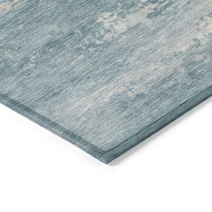 HomeRoots 5' Sky Blue and Gray Abstract Washable Area Rug - Stylish Indoor/Outdoor Design for Any Space 8' Round 630851