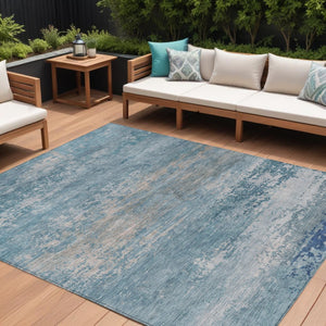HomeRoots 5' Sky Blue and Gray Abstract Washable Area Rug - Stylish Indoor/Outdoor Design for Any Space 8' X 10' 630852
