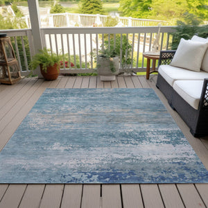 HomeRoots 5' Sky Blue and Gray Abstract Washable Area Rug - Stylish Indoor/Outdoor Design for Any Space 8' X 10' 630852