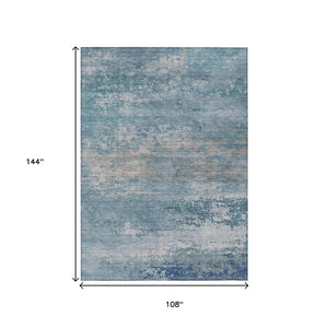 HomeRoots 5' Sky Blue and Gray Abstract Washable Area Rug - Stylish Indoor/Outdoor Design for Any Space 9' X 12' 630853