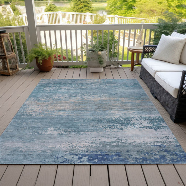 HomeRoots 5' Sky Blue and Gray Abstract Washable Area Rug - Stylish Indoor/Outdoor Design for Any Space 9' X 12' 630853
