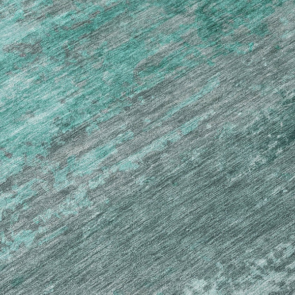 HomeRoots 5' Coastal-Inspired Abstract Area Rug in Teal Blue, Aqua & Gray – Durable, Washable, Versatile Design 9' X 12' 630859