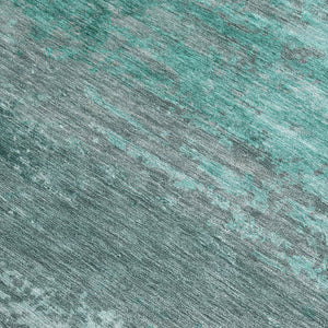 HomeRoots 5' Coastal-Inspired Abstract Area Rug in Teal Blue, Aqua & Gray – Durable, Washable, Versatile Design 10' X 14' 630860