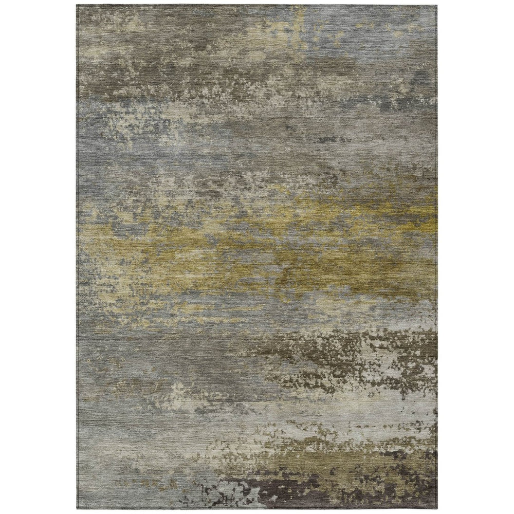HomeRoots 5' Taupe Brown and Gold Abstract Washable Area Rug – Stylish, Durable, Indoor Outdoor Design Perfect for Any Space 5' X 8' 630862
