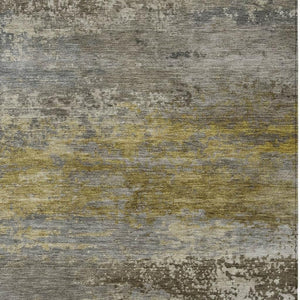 HomeRoots 5' Taupe Brown and Gold Abstract Washable Area Rug – Stylish, Durable, Indoor Outdoor Design Perfect for Any Space 5' X 8' 630862