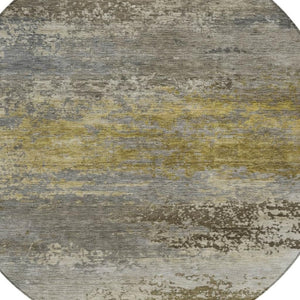 HomeRoots 5' Taupe Brown and Gold Abstract Washable Area Rug – Stylish, Durable, Indoor Outdoor Design Perfect for Any Space 8' Round 630863