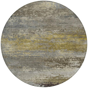 HomeRoots 5' Taupe Brown and Gold Abstract Washable Area Rug – Stylish, Durable, Indoor Outdoor Design Perfect for Any Space 8' Round 630863