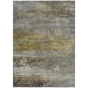 HomeRoots 5' Taupe Brown and Gold Abstract Washable Area Rug – Stylish, Durable, Indoor Outdoor Design Perfect for Any Space 9' X 12' 630865