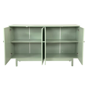 English Elm Stylish 4-Door Intaglio Storage Cabinet with Pine Legs and Solid Wood Pulls, Mid-Century Modern Console Mint Green W757P151918