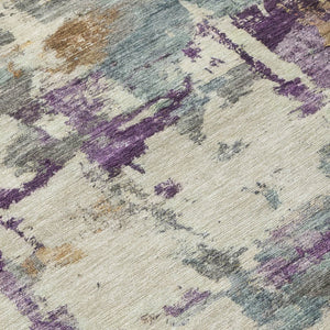 HomeRoots 5' Stylish Purple and Gold Abstract Area Rug - Durable, Washable, Indoor/Outdoor Design for Modern Spaces 8' X 10' 630870