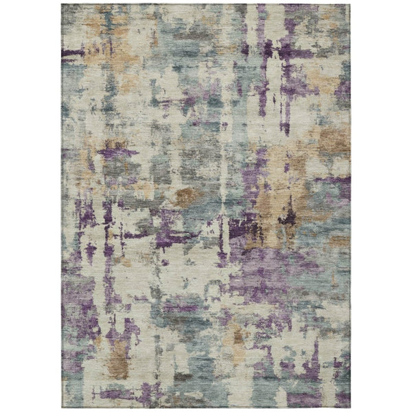 HomeRoots 5' Stylish Purple and Gold Abstract Area Rug - Durable, Washable, Indoor/Outdoor Design for Modern Spaces 9' X 12' 630871