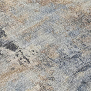 HomeRoots 5' Denim Blue Beige Charcoal Abstract Area Rug - Stylish, Washable, Indoor/Outdoor Versatility! 5' X 8' 630874