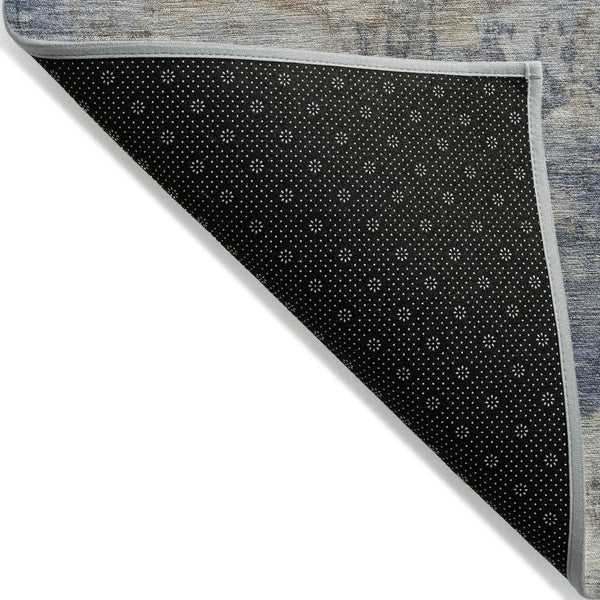 HomeRoots 5' Denim Blue Beige Charcoal Abstract Area Rug - Stylish, Washable, Indoor/Outdoor Versatility! 8' X 10' 630876