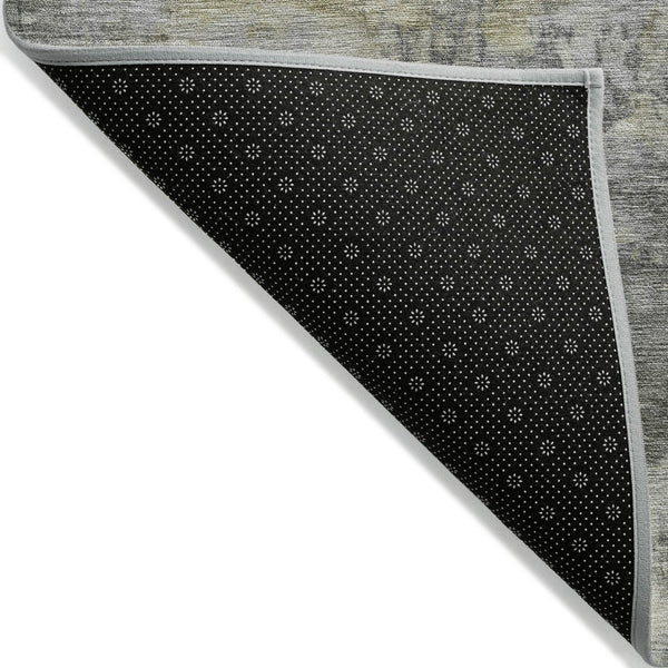 HomeRoots 5' Modern Abstract Pewter Charcoal and Gold Washable Area Rug for Indoor and Outdoor Spaces 8' X 10' 630882