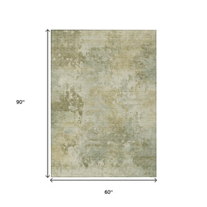 HomeRoots 5' Sage and Beige Abstract Area Rug - Stylish, Durable, Machine-Washable for Indoor & Outdoor Spaces 5' X 8' 630886