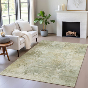 HomeRoots 5' Sage and Beige Abstract Area Rug - Stylish, Durable, Machine-Washable for Indoor & Outdoor Spaces 5' X 8' 630886