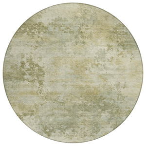 HomeRoots 5' Sage and Beige Abstract Area Rug - Stylish, Durable, Machine-Washable for Indoor & Outdoor Spaces 8' Round 630887