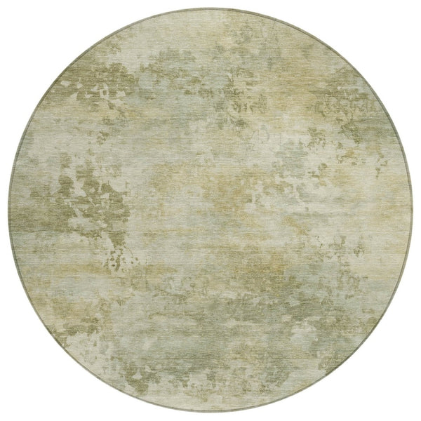 HomeRoots 5' Sage and Beige Abstract Area Rug - Stylish, Durable, Machine-Washable for Indoor & Outdoor Spaces 8' Round 630887