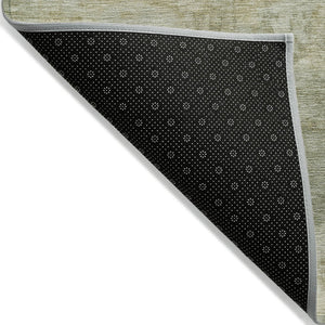 HomeRoots 5' Sage and Beige Abstract Area Rug - Stylish, Durable, Machine-Washable for Indoor & Outdoor Spaces 8' Round 630887