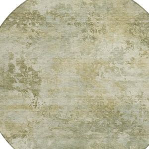 HomeRoots 5' Sage and Beige Abstract Area Rug - Stylish, Durable, Machine-Washable for Indoor & Outdoor Spaces 8' Round 630887