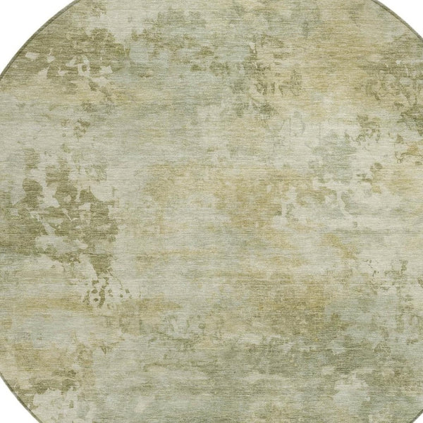 HomeRoots 5' Sage and Beige Abstract Area Rug - Stylish, Durable, Machine-Washable for Indoor & Outdoor Spaces 8' Round 630887