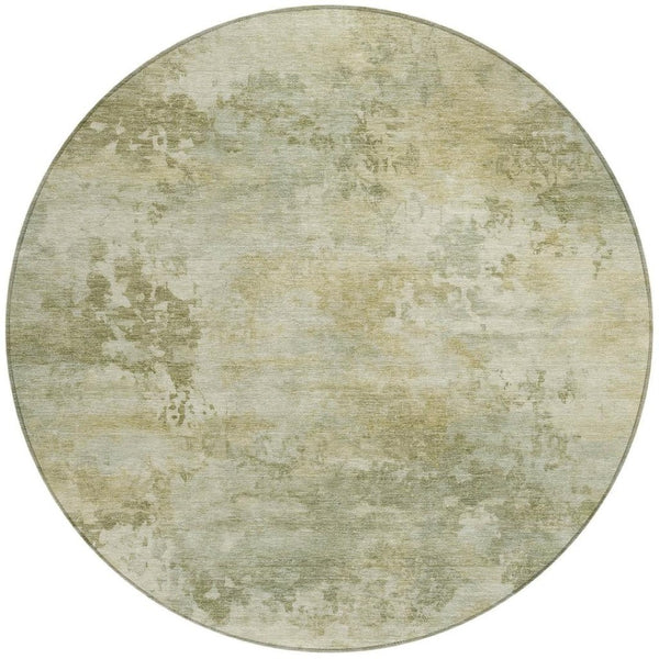 HomeRoots 5' Sage and Beige Abstract Area Rug - Stylish, Durable, Machine-Washable for Indoor & Outdoor Spaces 8' Round 630887