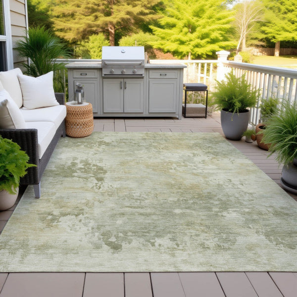 HomeRoots 5' Sage and Beige Abstract Area Rug - Stylish, Durable, Machine-Washable for Indoor & Outdoor Spaces 8' X 10' 630888