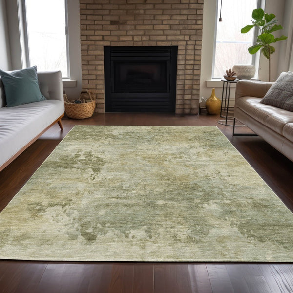 HomeRoots 5' Sage and Beige Abstract Area Rug - Stylish, Durable, Machine-Washable for Indoor & Outdoor Spaces 8' X 10' 630888
