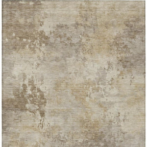 HomeRoots 5' Durable Tan and Beige Abstract Washable Area Rug for Versatile Indoor and Outdoor Spaces 5' X 8' 630892