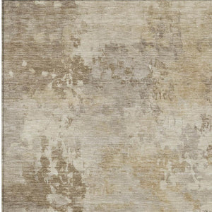 HomeRoots 5' Durable Tan and Beige Abstract Washable Area Rug for Versatile Indoor and Outdoor Spaces 8' X 10' 630894