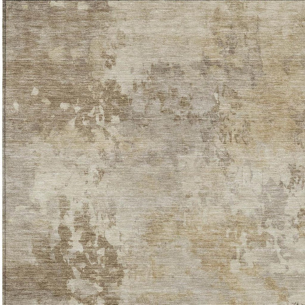 HomeRoots 5' Durable Tan and Beige Abstract Washable Area Rug for Versatile Indoor and Outdoor Spaces 8' X 10' 630894