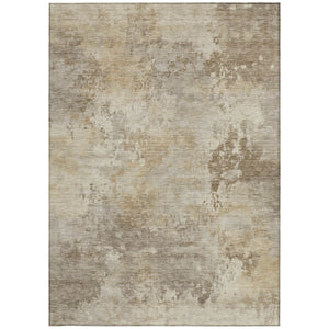 HomeRoots 5' Durable Tan and Beige Abstract Washable Area Rug for Versatile Indoor and Outdoor Spaces 10' X 14' 630896