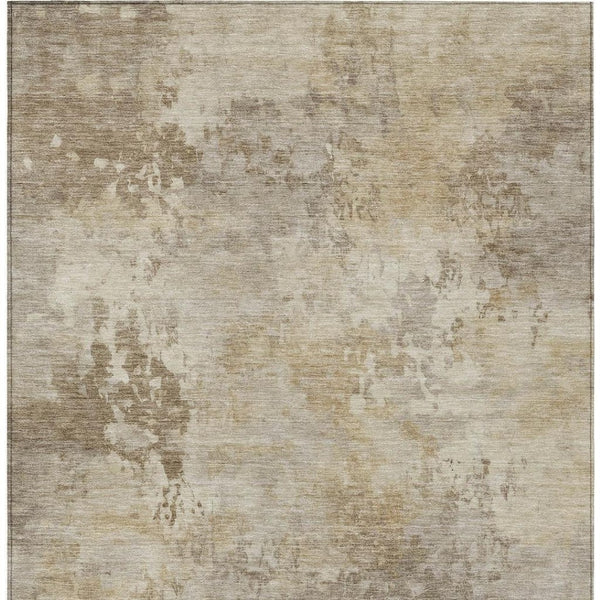 HomeRoots 5' Durable Tan and Beige Abstract Washable Area Rug for Versatile Indoor and Outdoor Spaces 10' X 14' 630896