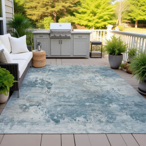 HomeRoots 5' Teal Blue and Beige Abstract Area Rug - Stylish, Washable, Durable for Indoor and Outdoor Use 5' X 8' 630898