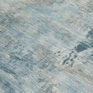 HomeRoots 5' Teal Blue and Beige Abstract Area Rug - Stylish, Washable, Durable for Indoor and Outdoor Use 8' X 10' 630900