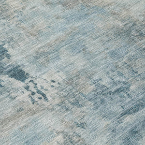 HomeRoots 5' Teal Blue and Beige Abstract Area Rug - Stylish, Washable, Durable for Indoor and Outdoor Use 8' X 10' 630900
