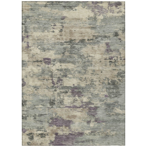 HomeRoots 5' Sage Gray and Plum Abstract Area Rug - Washable, Durable, Indoor/Outdoor, Perfect for High Traffic Spaces 8' X 10' 630906