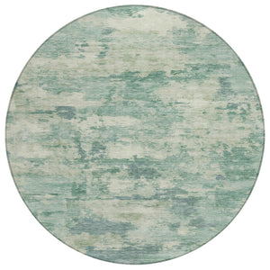 HomeRoots 5' Teal Blue and Pale Aqua Abstract Area Rug - Durable, Washable Indoor/Outdoor Carpet for Any Space 8' Round 630911