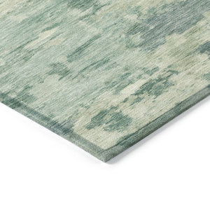 HomeRoots 5' Teal Blue and Pale Aqua Abstract Area Rug - Durable, Washable Indoor/Outdoor Carpet for Any Space 8' Round 630911