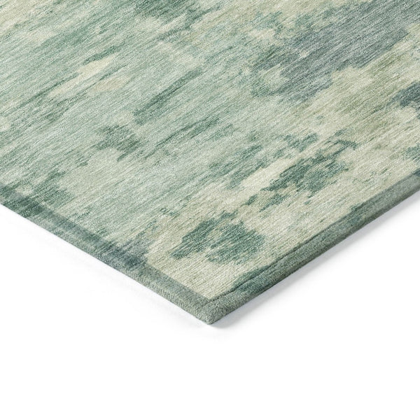 HomeRoots 5' Teal Blue and Pale Aqua Abstract Area Rug - Durable, Washable Indoor/Outdoor Carpet for Any Space 8' Round 630911