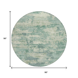 HomeRoots 5' Teal Blue and Pale Aqua Abstract Area Rug - Durable, Washable Indoor/Outdoor Carpet for Any Space 8' Round 630911
