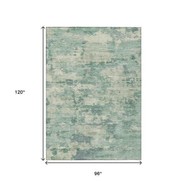 HomeRoots 5' Teal Blue and Pale Aqua Abstract Area Rug - Durable, Washable Indoor/Outdoor Carpet for Any Space 8' X 10' 630912