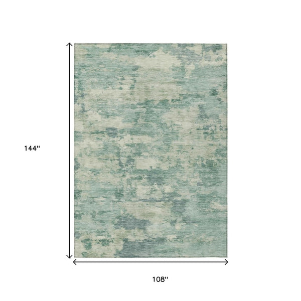 HomeRoots 5' Teal Blue and Pale Aqua Abstract Area Rug - Durable, Washable Indoor/Outdoor Carpet for Any Space 9' X 12' 630913