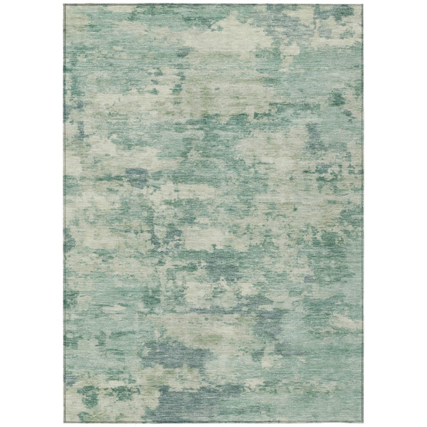 HomeRoots 5' Teal Blue and Pale Aqua Abstract Area Rug - Durable, Washable Indoor/Outdoor Carpet for Any Space 9' X 12' 630913
