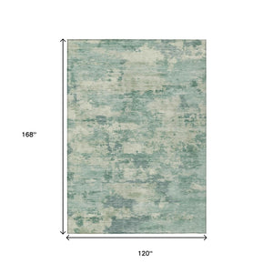 HomeRoots 5' Teal Blue and Pale Aqua Abstract Area Rug - Durable, Washable Indoor/Outdoor Carpet for Any Space 10' X 14' 630914