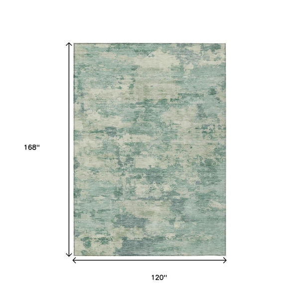 HomeRoots 5' Teal Blue and Pale Aqua Abstract Area Rug - Durable, Washable Indoor/Outdoor Carpet for Any Space 10' X 14' 630914