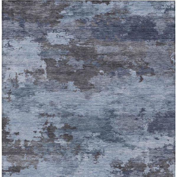 HomeRoots 5' Blue and Charcoal Abstract Area Rug - Stylish, Washable, Durable for Indoor and Outdoor Use 5' X 8' 630916